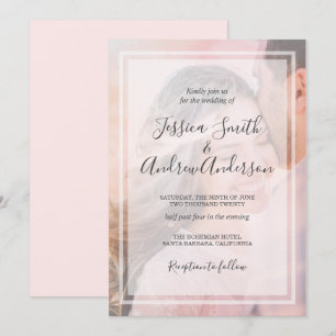 Rustic Photo Wedding Invitation Vintage Coral