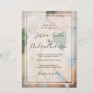 Rustic Photo Wedding Invitation Vintage Overlay