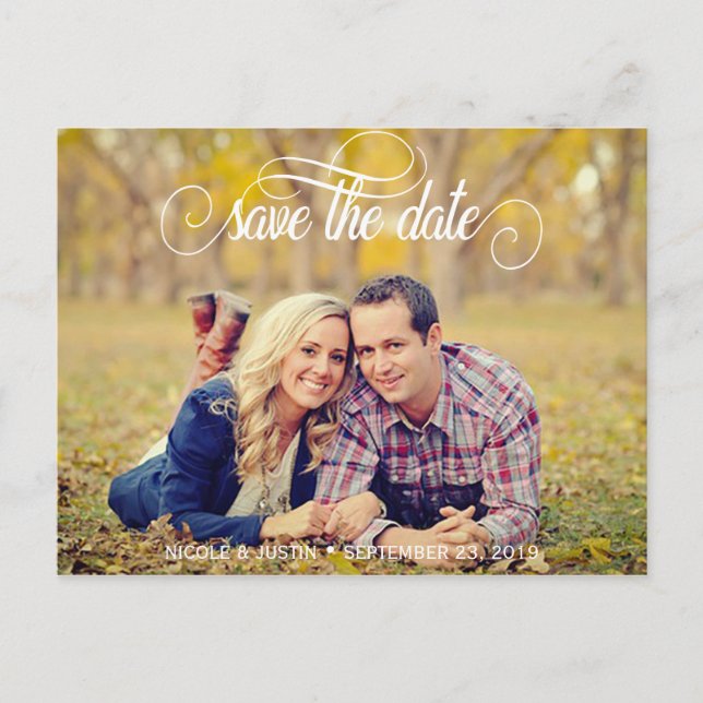 Rustic Photo Wedding Save the Date Card (Front)