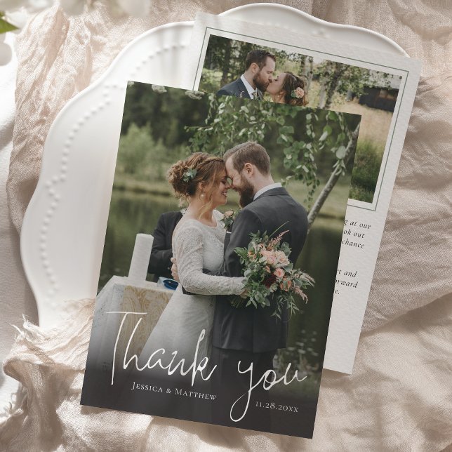 Rustic Photo Wedding Thank You Card (Rustic Photo Wedding Thank You Card)