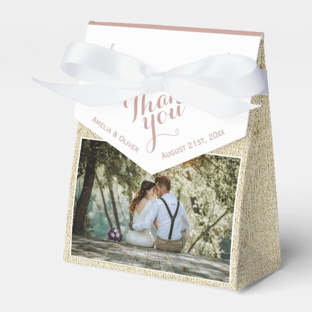 Rustic Photo Wedding Thank you Favour Box (Front Side)