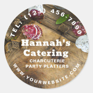 Rustic Photo Wooden Board Charcuterie Catering Classic Round Sticker