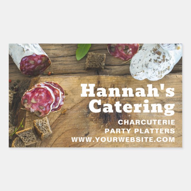 Rustic Photo Wooden Board Charcuterie Catering Rectangular Sticker (Front)