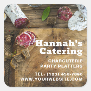 Rustic Photo Wooden Board Charcuterie Catering Square Sticker