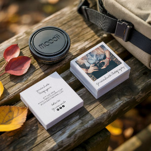 Rustic photographer photo white paper texture square business card