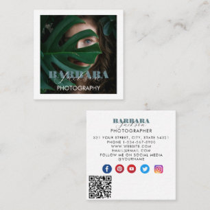 Rustic photographer photo white paper texture square business card