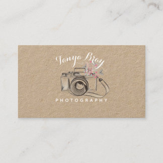 Rustic Photography business card w/ Camera Sketch