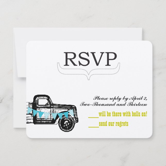 Rustic Pickup Truck Vintage Retro RSVP (Front)