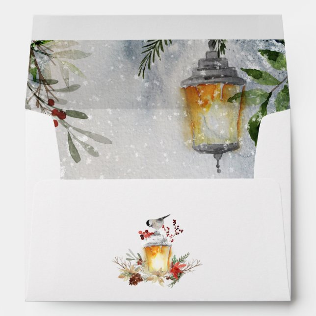 Rustic Pine and Spruce Winter Holiday Envelope (Back (Bottom))