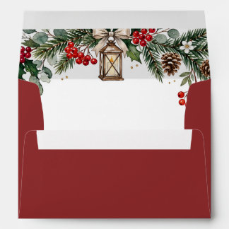 Rustic Pine Berries Winter Christmas Wedding Envelope