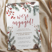 Rustic Pine & Berry Winter Engagement Party