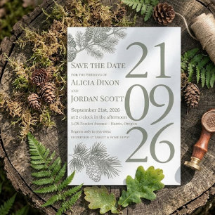 Rustic Pine Branch Greenery Save the Date Invitation