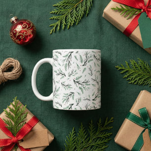 Rustic Pine Branch Pattern Coffee Mug