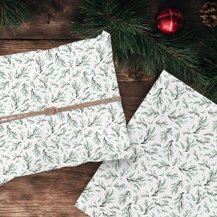 Rustic Pine Branch Pattern Holiday Wrapping Paper Sheet