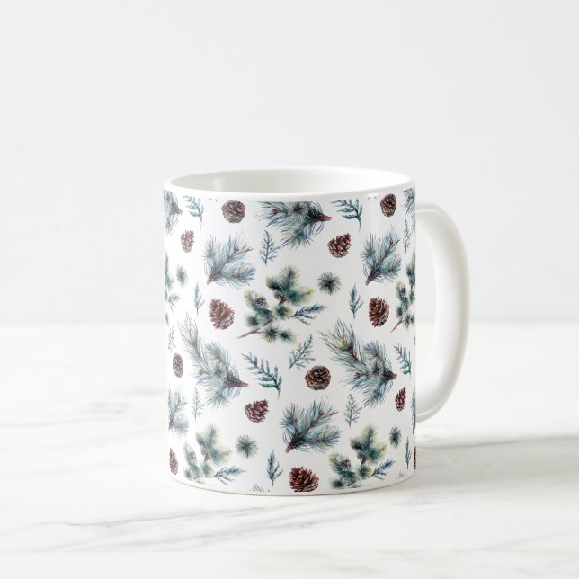 Rustic Pine Branches Pine Cones Coffee Mug (Front Right)