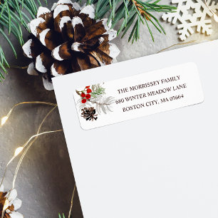 Rustic Pine Cone Berries Return Address