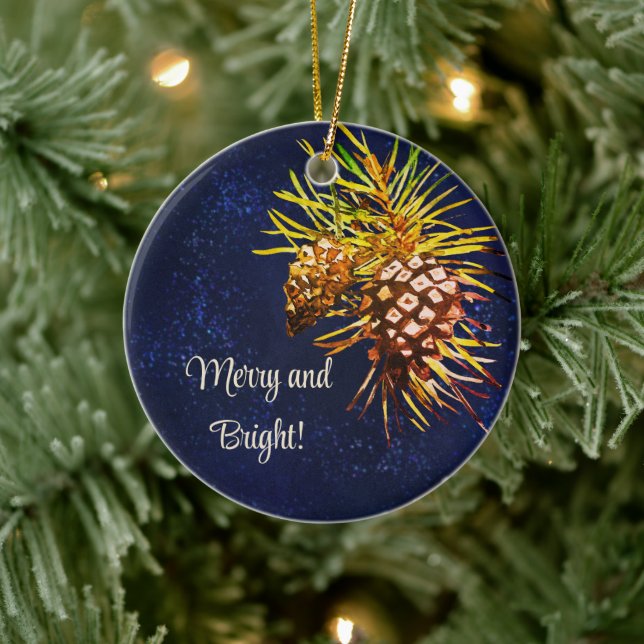 Rustic pine cone  ceramic tree decoration (Tree)