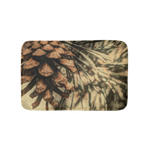 Rustic Pine Cone Design Bath Mat