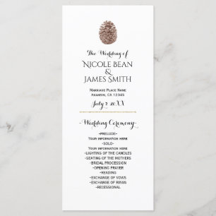 Rustic Pine Cone Elegant Simple Wedding Program Programme