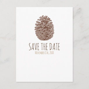 Rustic Pine Cone Elegant Wedding Save The Date Announcement Postcard