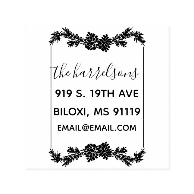 Rustic Pine Cone Family Self-Inking Stamp (Design)