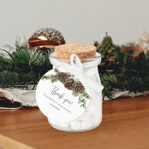 Rustic Pine Cone Greenery Winter Wedding Favour Tags