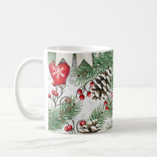 Rustic Pine Cone Holiday Watercolor Classic Coffee Mug