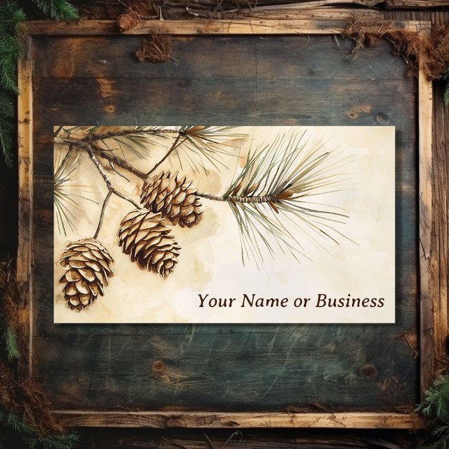 Rustic Pine Cone | Woodland Pine Tree Branch Business Card (Front - Rustic Pinecones  Woodland Pine Tree Branch Business Card)
