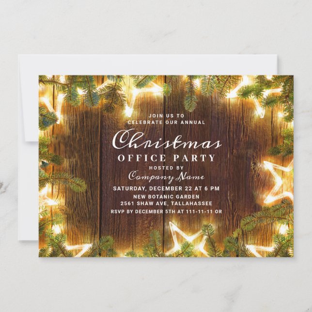 Rustic Pine Cones Corporate Christmas Party Invitation (Front)