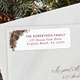 Rustic Pine Cones Winter Berries Return Address