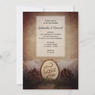 Rustic Pine Cones Woods Wedding Invitation