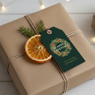 Rustic Pine Dried Orange Wreath Green Holiday Gift Tags
