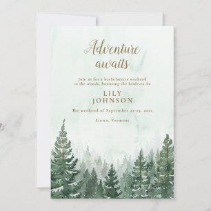 Rustic Pine Forest Camping Bachelorette Weekend Invitation