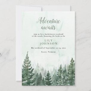 Rustic Pine Forest Camping Bachelorette Weekend Invitation
