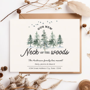 Rustic Pine Forest New Address Moving Announcement Postcard