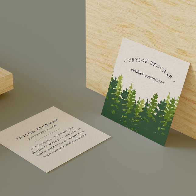 Rustic Pine Forest Square Business Card (Creator Uploaded)