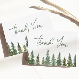 Rustic Pine Forest Thank You Baby Shower Card
