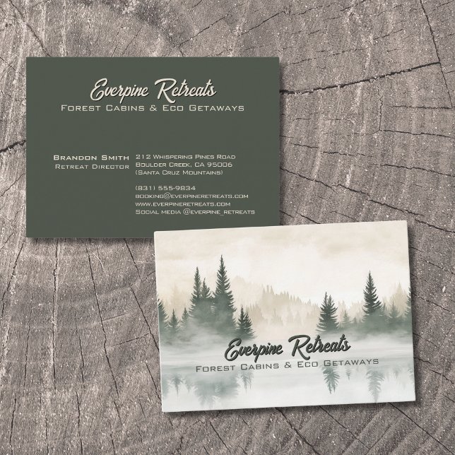 Rustic Pine forest watercolor nature landscape Business Card (Creator Uploaded)