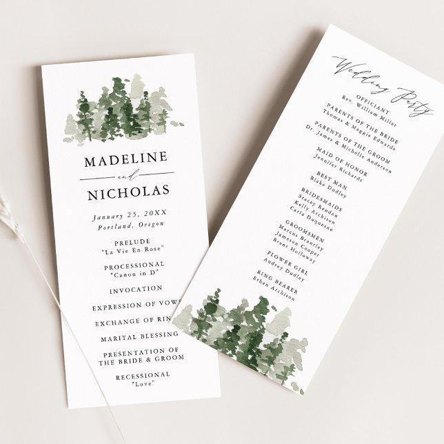 Rustic Pine Forest Wedding Ceremony Program Programme (Creator Uploaded)