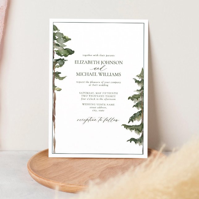 Rustic Pine Forest Wedding Invitation (Creator Uploaded)