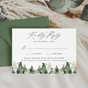 Rustic Pine Forest Wedding Meal Choice RSVP Card