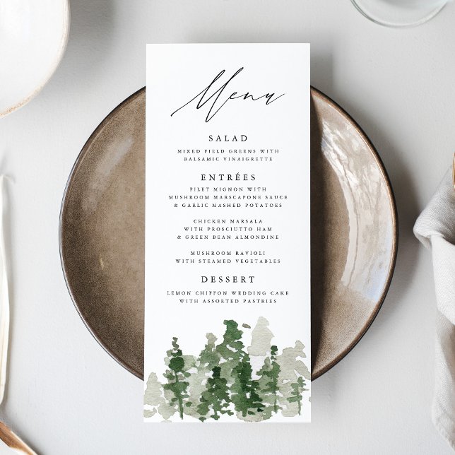 Rustic Pine Forest Wedding Menu Card (Creator Uploaded)
