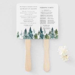 Rustic Pine Forest Wedding Program Hand Fan
