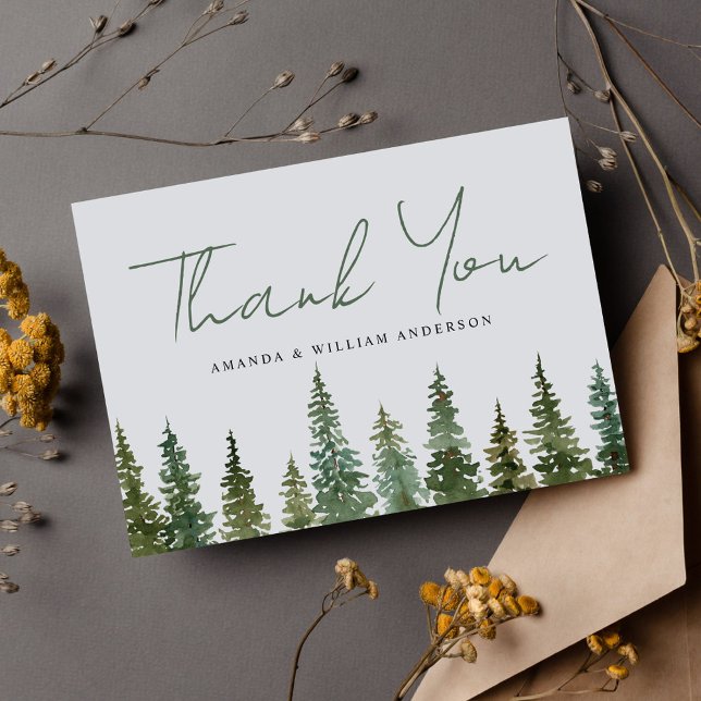 Rustic Pine Forest Wedding Thank You Card (Creator Uploaded)
