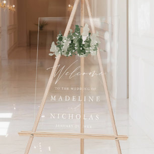 Rustic Pine Forest Wedding Welcome Acrylic Sign
