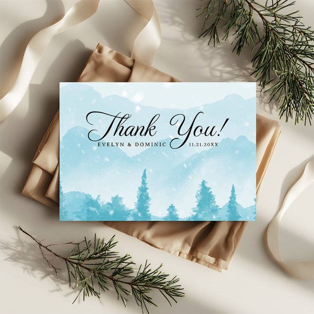 Rustic Pine Forest Winter Wedding Thank You Card (Creator Uploaded)