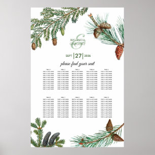 Rustic Pine Greenery Wedding Seating Chart