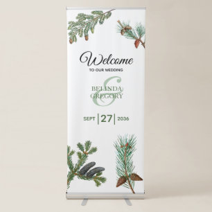 Rustic Pine Greenery Wedding Welcome Sign