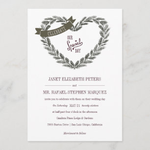 Rustic Pine Heart Wedding Invitation