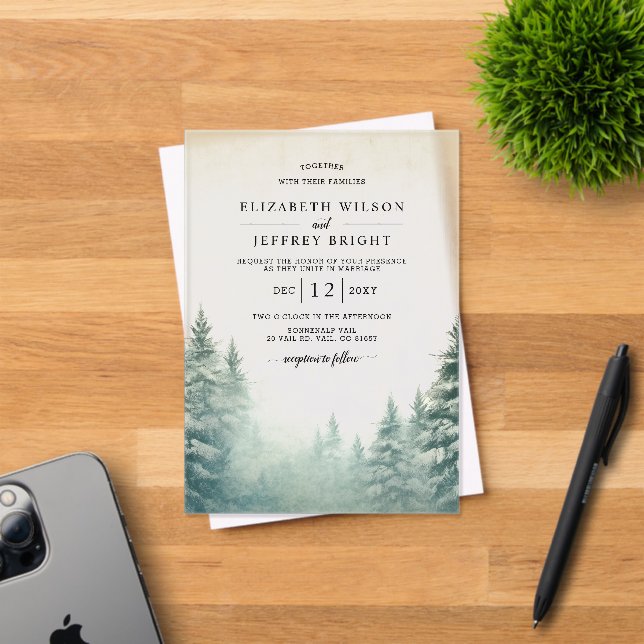 Rustic Pine Mountains Wedding Acrylic Invitations (Insitu (Invitation Card))